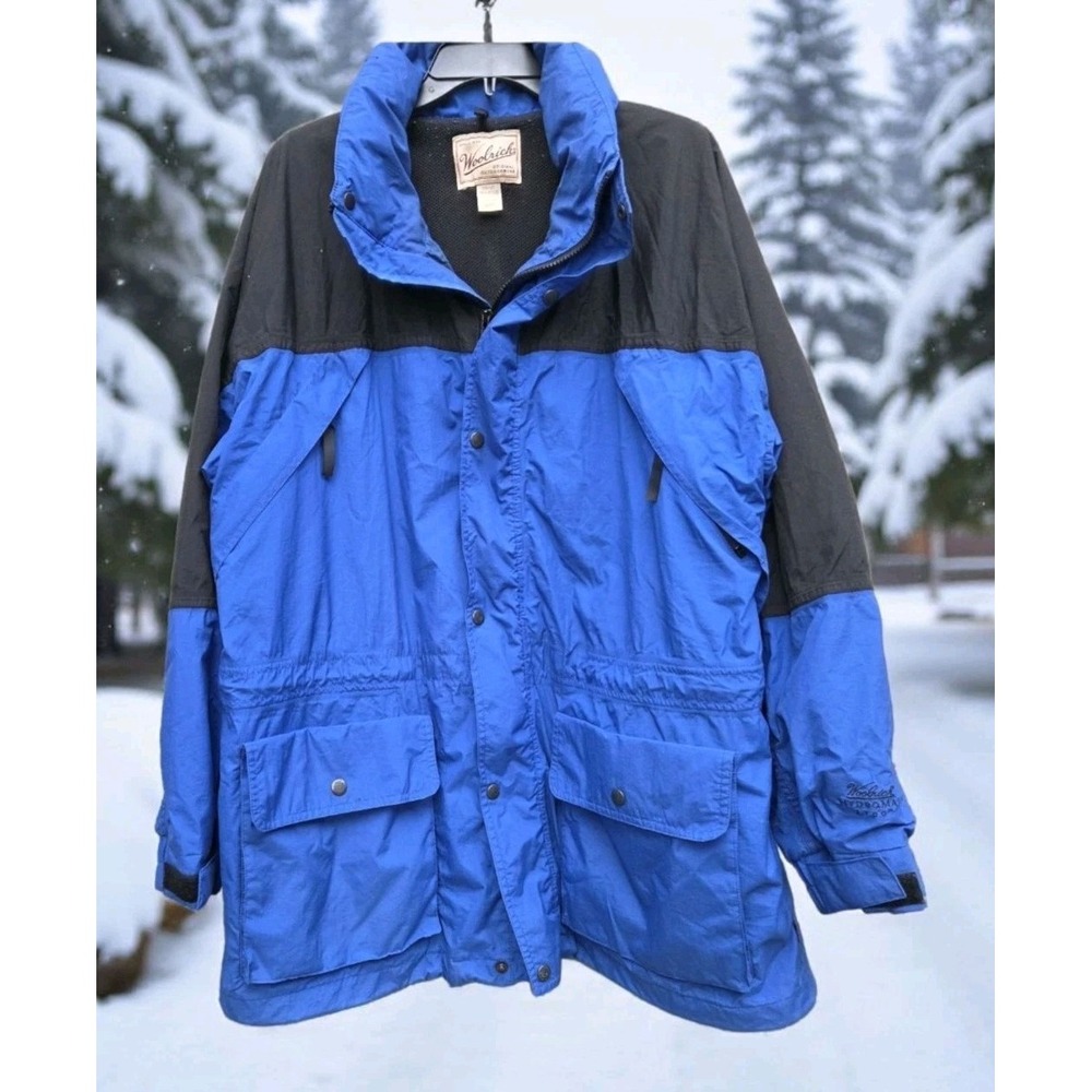 Vintage Woolrich Original Outdoorwear Blue Black Hooded Parka Men's 2XL